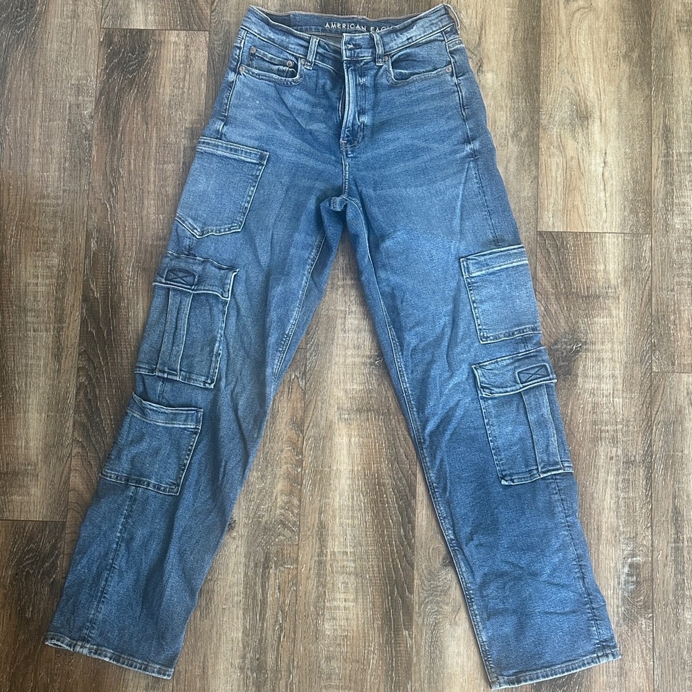 American Eagle Cargo Jeans - Supet High Rise Baggy Straight 4 Long